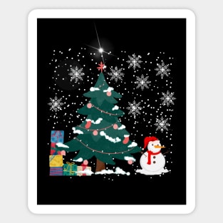 Snowman with Christmas tree and gifts Magnet